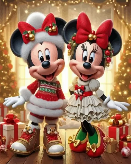 Christmas Mickey And Minnie Mouse Art Diamond Paintings