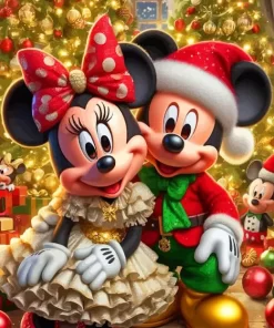 Christmas Mickey And Minnie Mouse Diamond Paintings