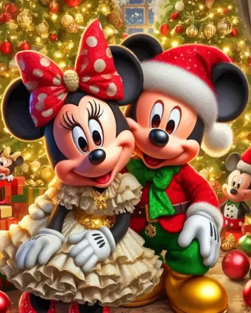 Christmas Mickey And Minnie Mouse Diamond Paintings