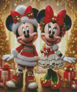 Christmas Mickey And Minnie Mouse Art Diamond Paintings