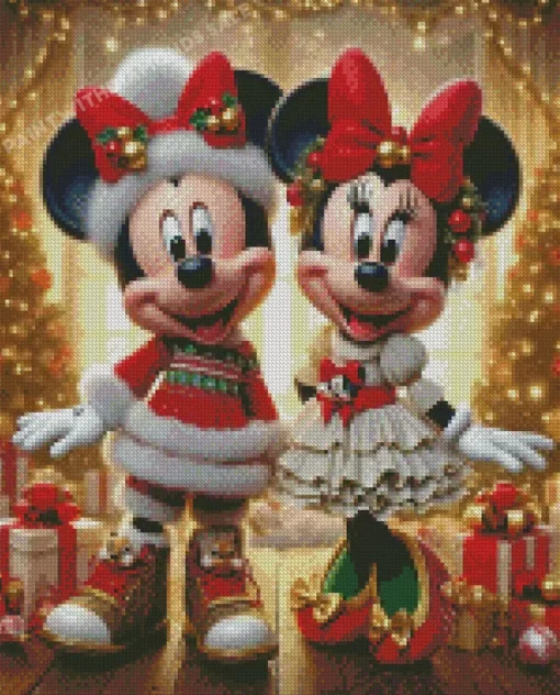 Christmas Mickey And Minnie Mouse Art Diamond Paintings