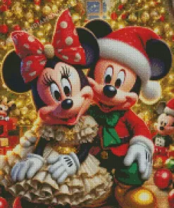 Christmas Mickey And Minnie Mouse Diamond Paintings