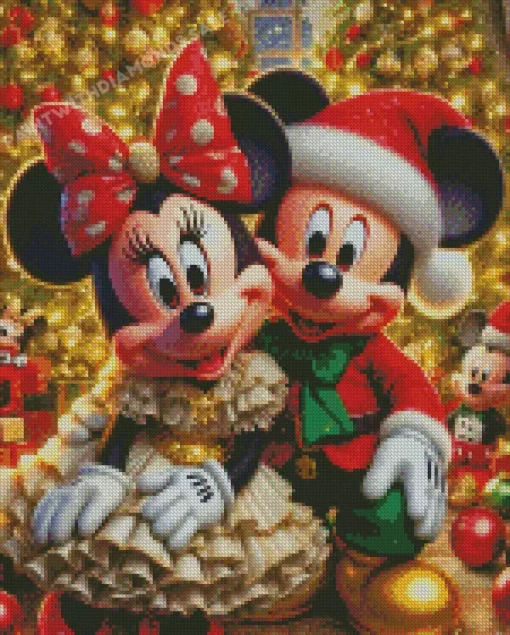 Christmas Mickey And Minnie Mouse Diamond Paintings