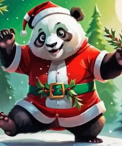 Christmas Panda Dancing Diamond Paintings