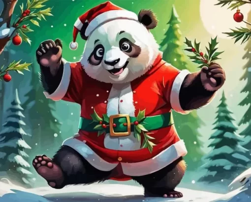 Christmas Panda Dancing Diamond Paintings