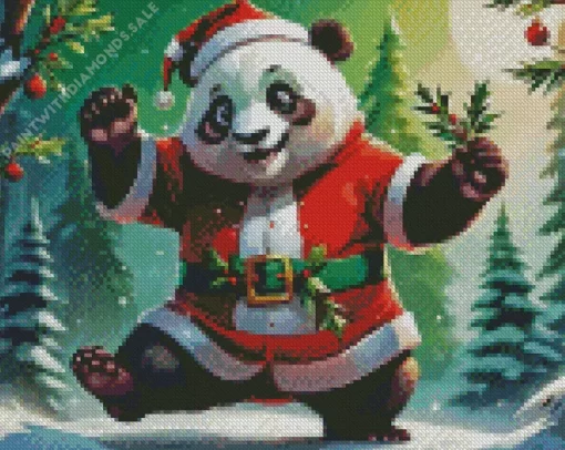 Christmas Panda Dancing Diamond Paintings