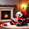 Christmas Panda Reading Diamond Paintings