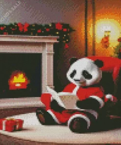 Christmas Panda Reading Diamond Paintings