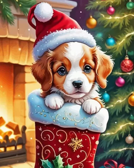 Christmas Puppy Diamond Paintings