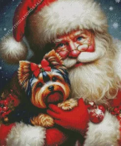 Christmas Santa And Dog Diamond Paintings