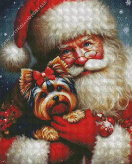 Christmas Santa And Dog Diamond Paintings