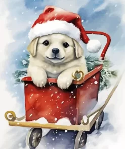 Christmas Snowy Dog Diamond Paintings