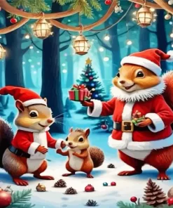 Squirrels Christmas Diamond Paintings