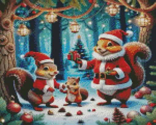 Squirrels Christmas Diamond Paintings