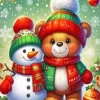 Christmas Teddy Bear And Snowman Diamond Paintings