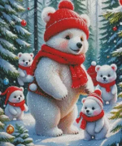 Christmas White Bears Diamond Paintings