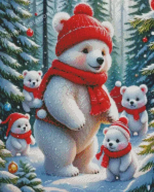 Christmas White Bears Diamond Paintings