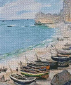 Boats on The Beach Diamond Paintings