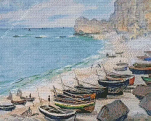 Boats on The Beach Diamond Paintings