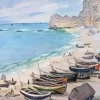 Boats on The Beach Diamond Paintings