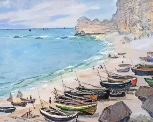 Boats on The Beach Diamond Paintings