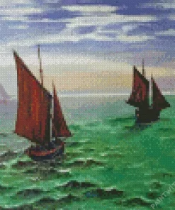 Fishing Boats At Sea Diamond Paintings