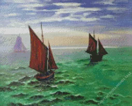 Fishing Boats At Sea Diamond Paintings