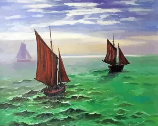 Fishing Boats At Sea Diamond Paintings