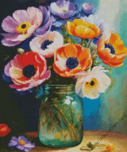 Colorful Anemone In Jar Diamond Painting