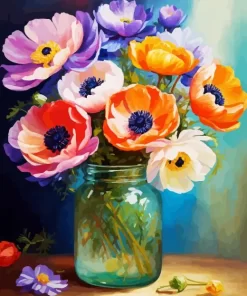 Colorful Anemone In Jar Diamond Painting