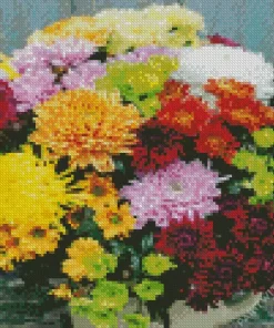 Colorful Chrysanthemum Flowers Diamond Painting