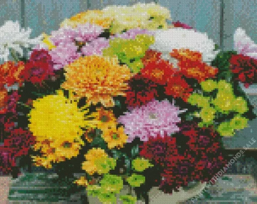 Colorful Chrysanthemum Flowers Diamond Painting