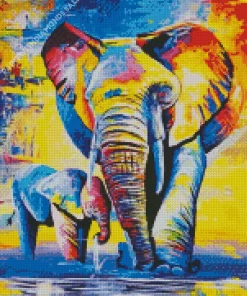 Colorful Elephants Family Diamond Painting