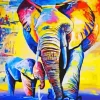 Colorful Elephants Family Diamond Painting