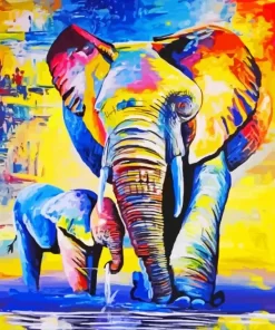 Colorful Elephants Family Diamond Painting