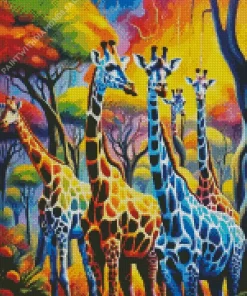 Colorful Giraffes Diamond Painting