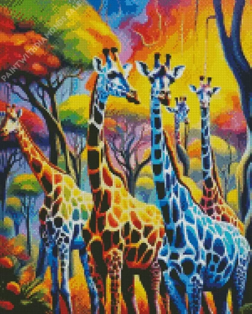 Colorful Giraffes Diamond Painting