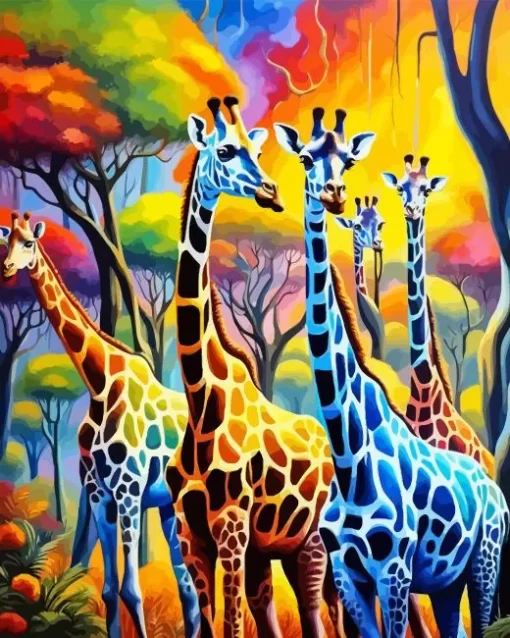 Colorful Giraffes Diamond Painting