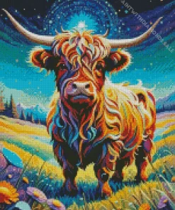 Colorful Highland Cow Diamond Painting