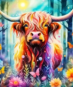 Colorful Highland Cow Animal Diamond Painting