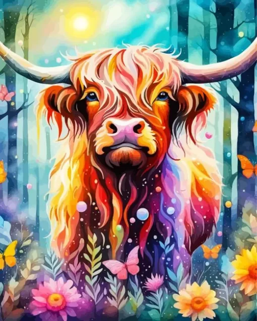 Colorful Highland Cow Animal Diamond Painting