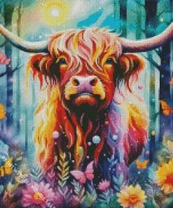 Colorful Highland Cow Animal Diamond Painting