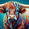 Colorful Highland Cow Art Diamond Painting