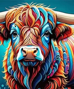 Colorful Highland Cow Art Diamond Painting