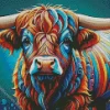 Colorful Highland Cow Art Diamond Painting