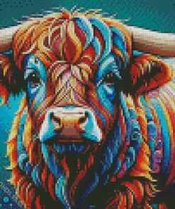 Colorful Highland Cow Art Diamond Painting