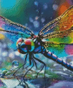 Colorful Dragonfly And Water Drops Diamond Painting