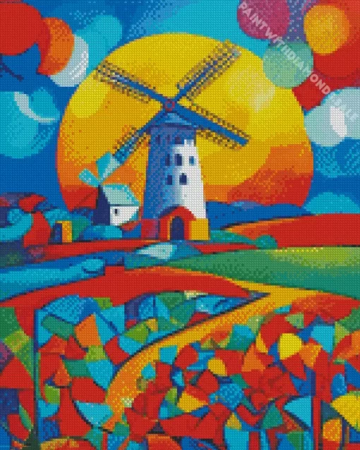 Colorful Farm Windmill Diamond Painting