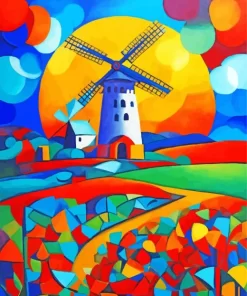 Colorful Farm Windmill Diamond Painting