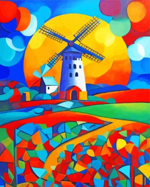 Colorful Farm Windmill Diamond Painting